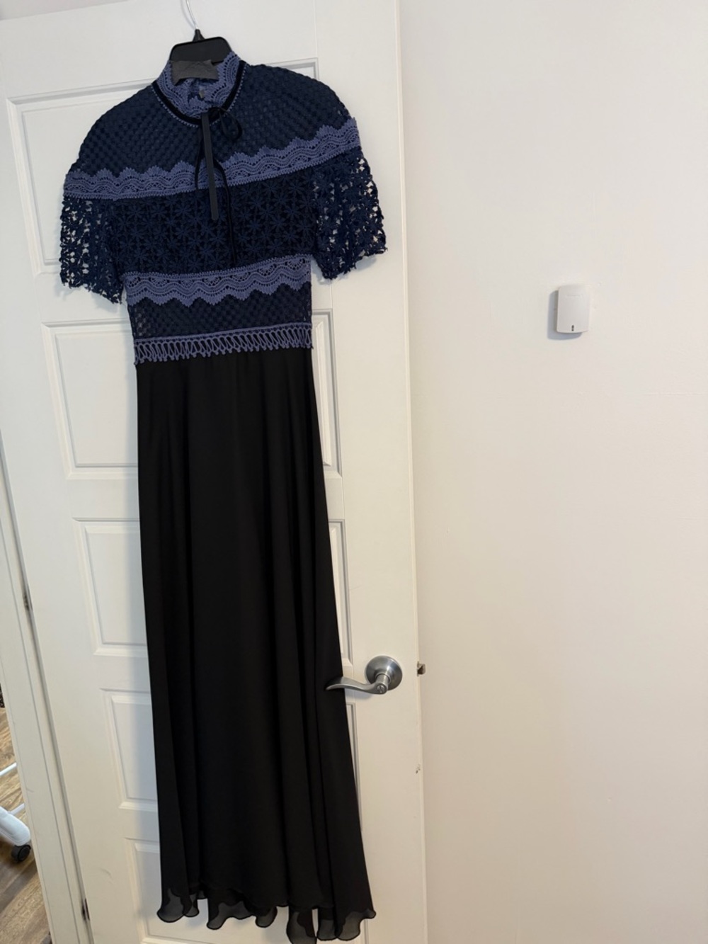 Navy & Black Lace Bodice Maxi Dress